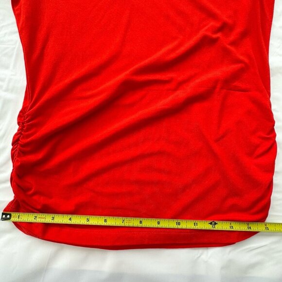 Luc Fontaine women Top Red Ruched Sides, 3/4 Sleeves, Keyhole Neckline Size 6 - Picture 12 of 15